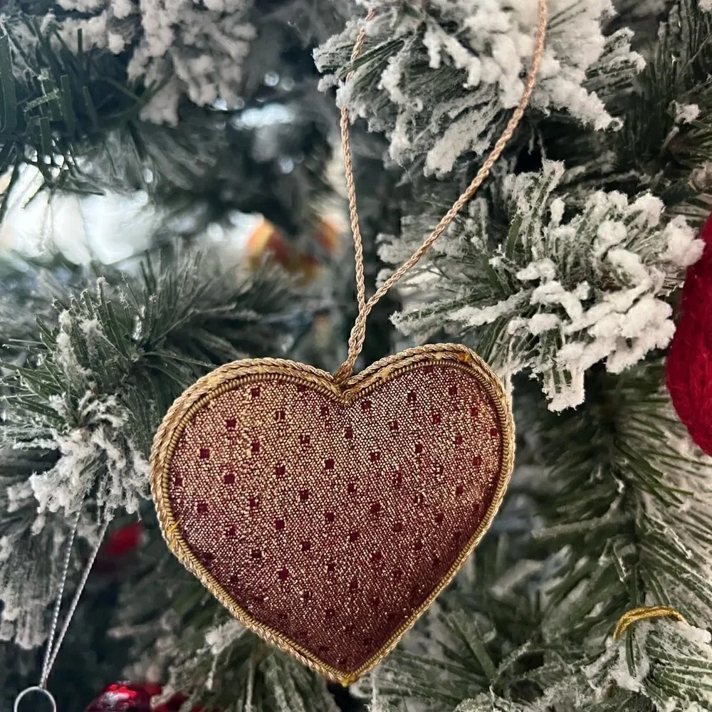 Set of 10 Red/Purple Beaded Valentines Tree Ornaments